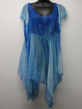 Vtg 90s Joanna McMillan Watercolor Tie Dye Chiffon Sheer Tank Dress Fairy M/L